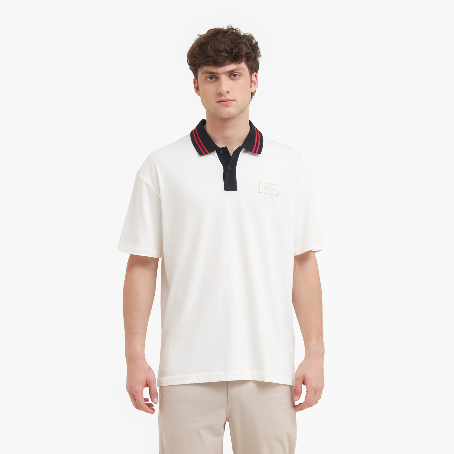 Men's Oversized Polo Shirt — Egret
