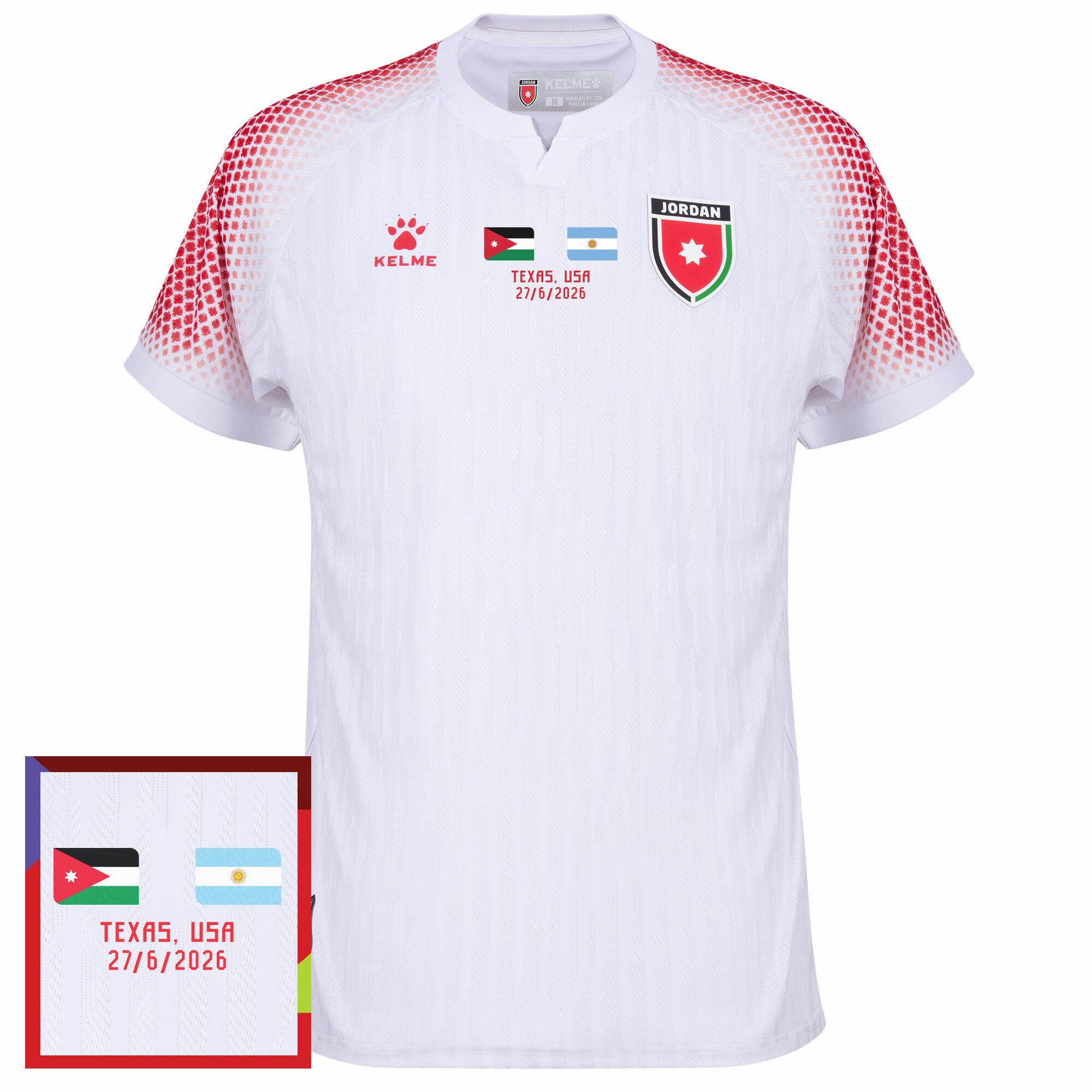 Kelme Jordanien Authentic Home Trikot 2026-2027 inkl. Replica Transfer Jordanien v Argentinien 27/6/2026