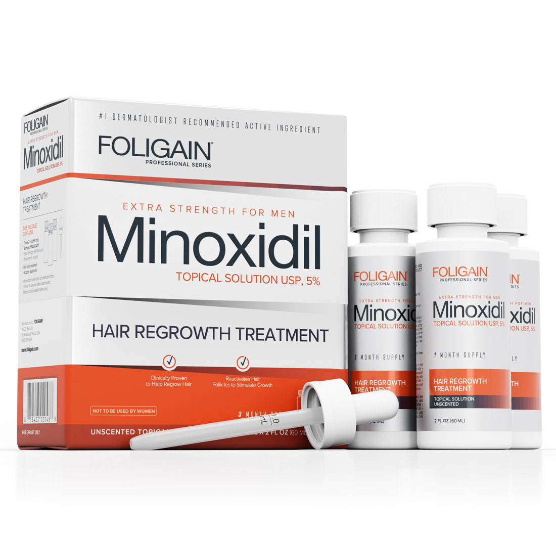 MINOXIDIL 5% FOLIGAIN HAIR REGROWTH TREATMENT for Men (6 fl oz) 180ml 3 Month Supply