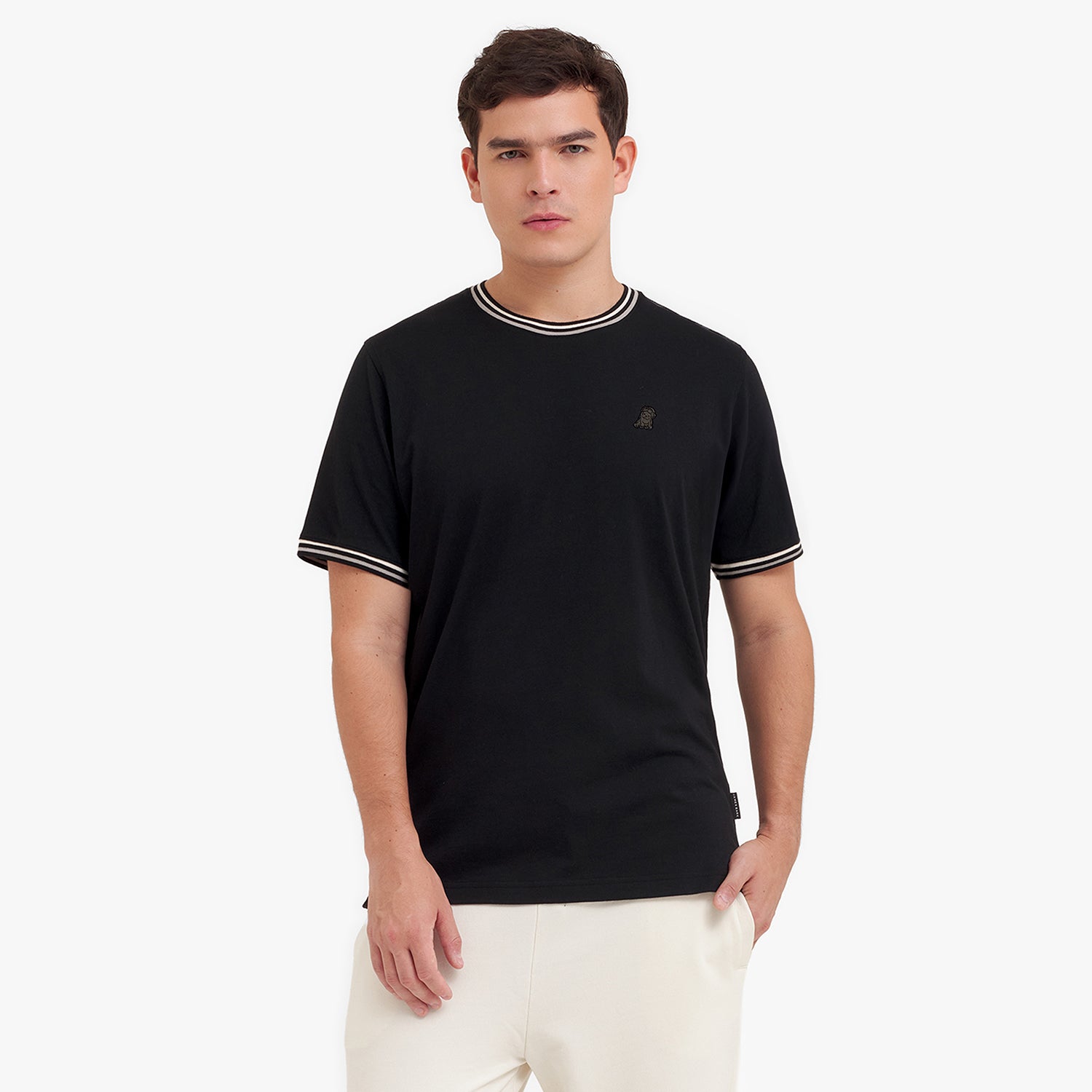 Gestreiftes Jersey T-Shirt für Herren — Schwarze Schönheit