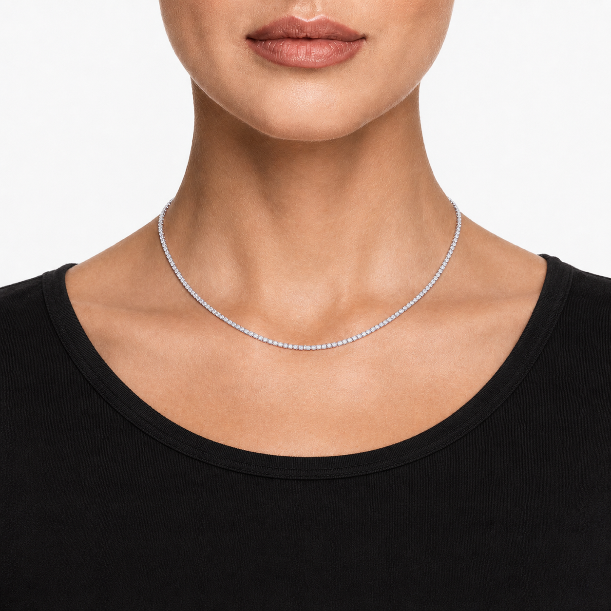 2mm Iced CZ Tennis Chain Necklace