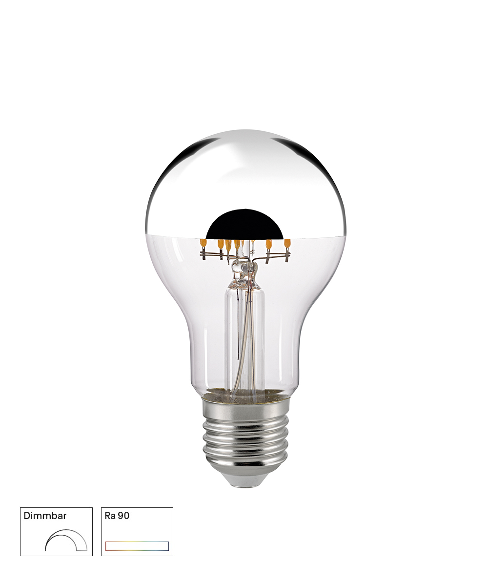 LED Filamentlampe KOPFSPIEGEL SILBER E27