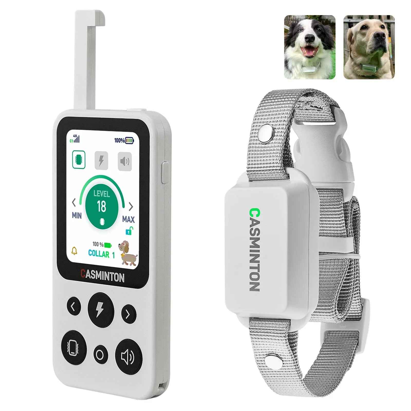 CASMINTON CRS01 Pro: 4500FT Zero-Delay Wasserdichtes Trainingshalsband (1 oder 2 Hunde System)