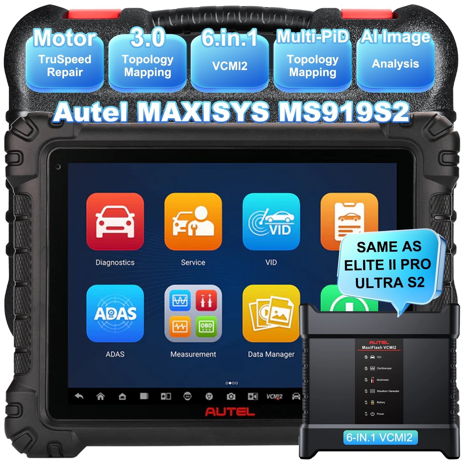 Autel MaxiSYS MS919 S2(US Ver) | Android 13 | 11-Zoll Anti-Glare-Bildschirm | 12GB+256GB Speicher
