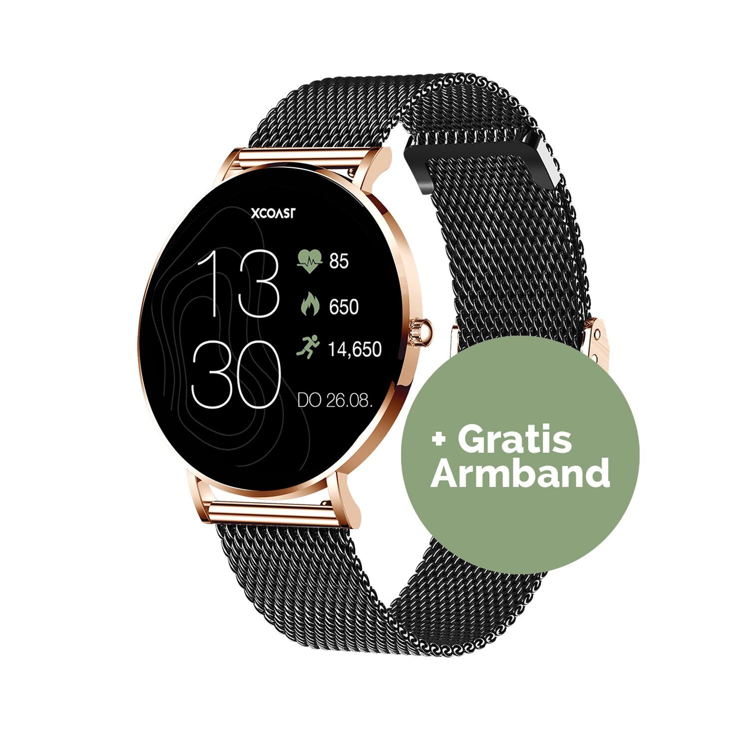 SIONA 2 Smartwatch Damen Set – 2 Armbänder inklusive, 7 Tage Akku