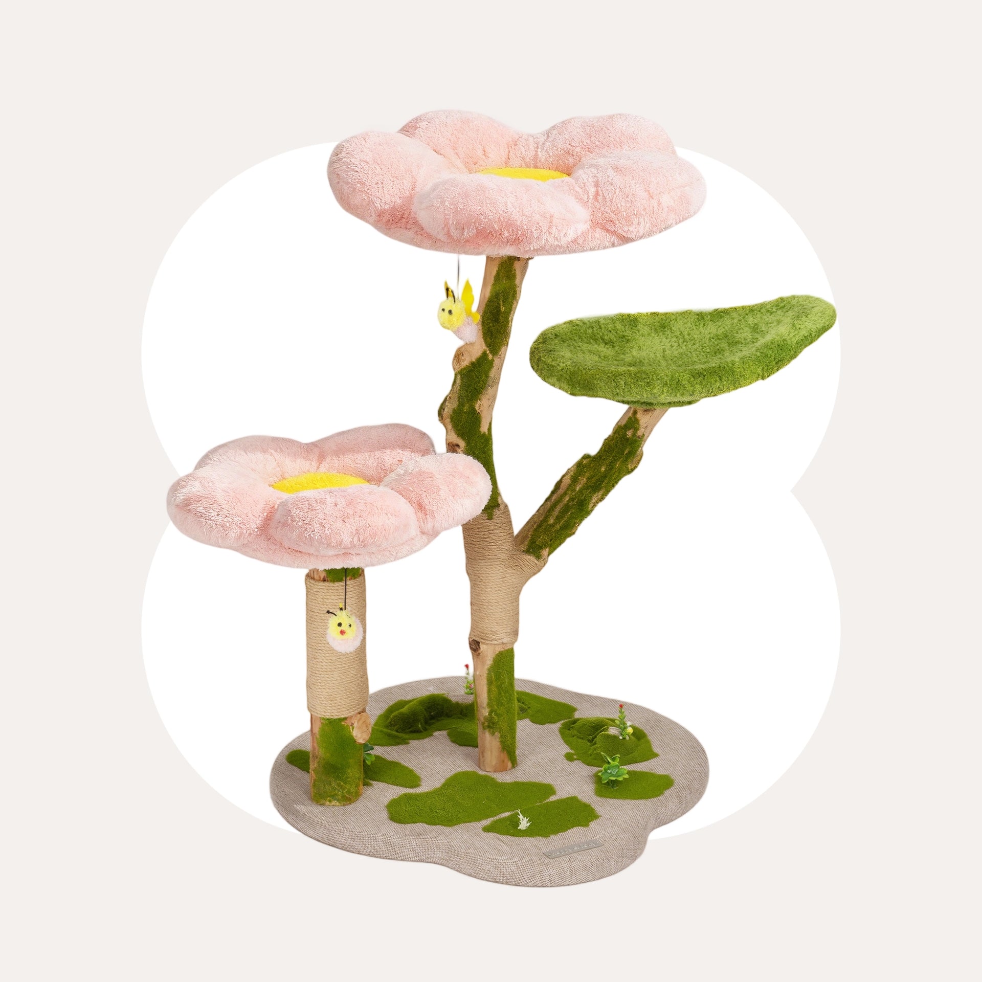 35,4" Blüten Wunder Katzenbaum aus massivem Holz