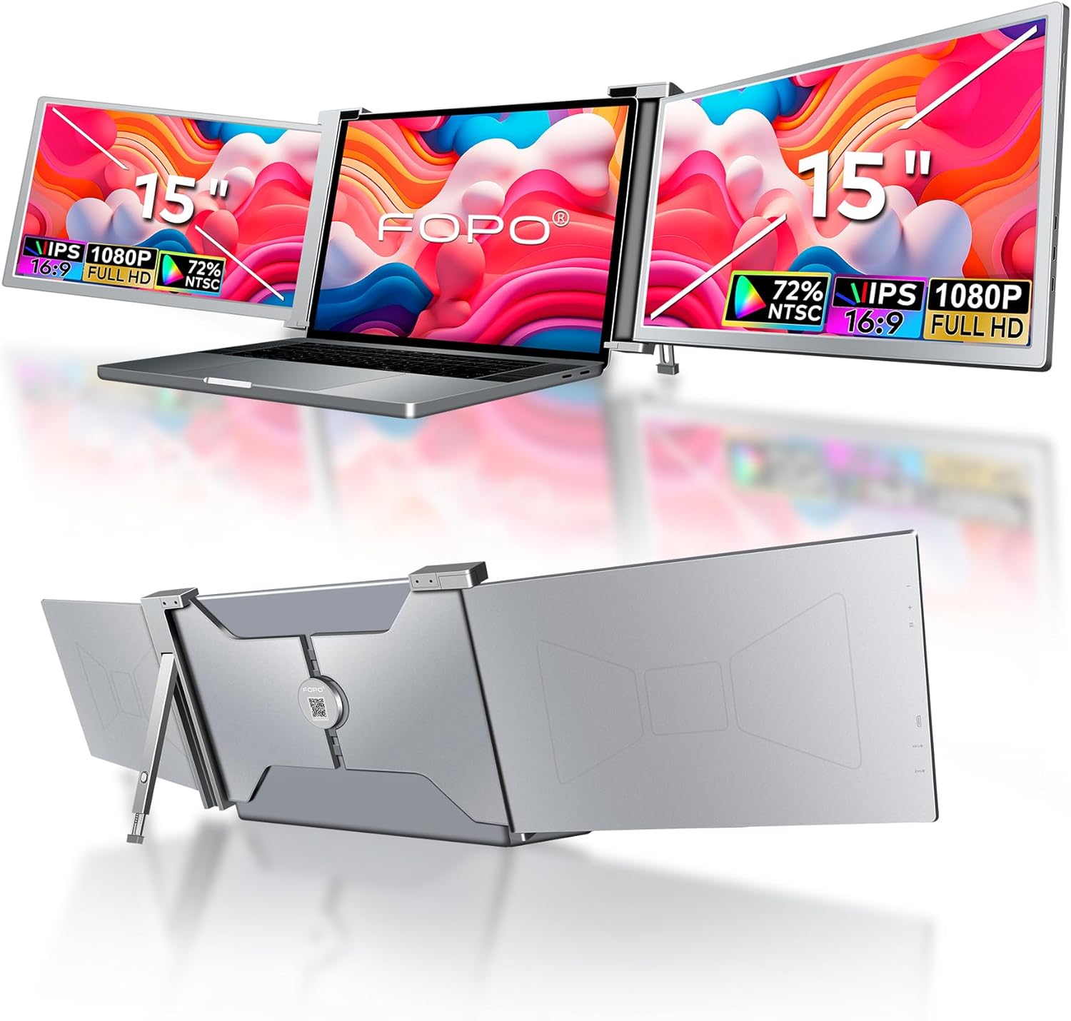 FOPO 15" Laptop Monitor Extender, Triple Monitor für 15-17,3" Laptops - S17
