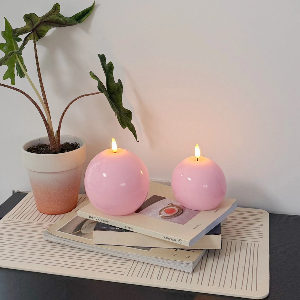 Flameless Sphere Candles, Set of 2