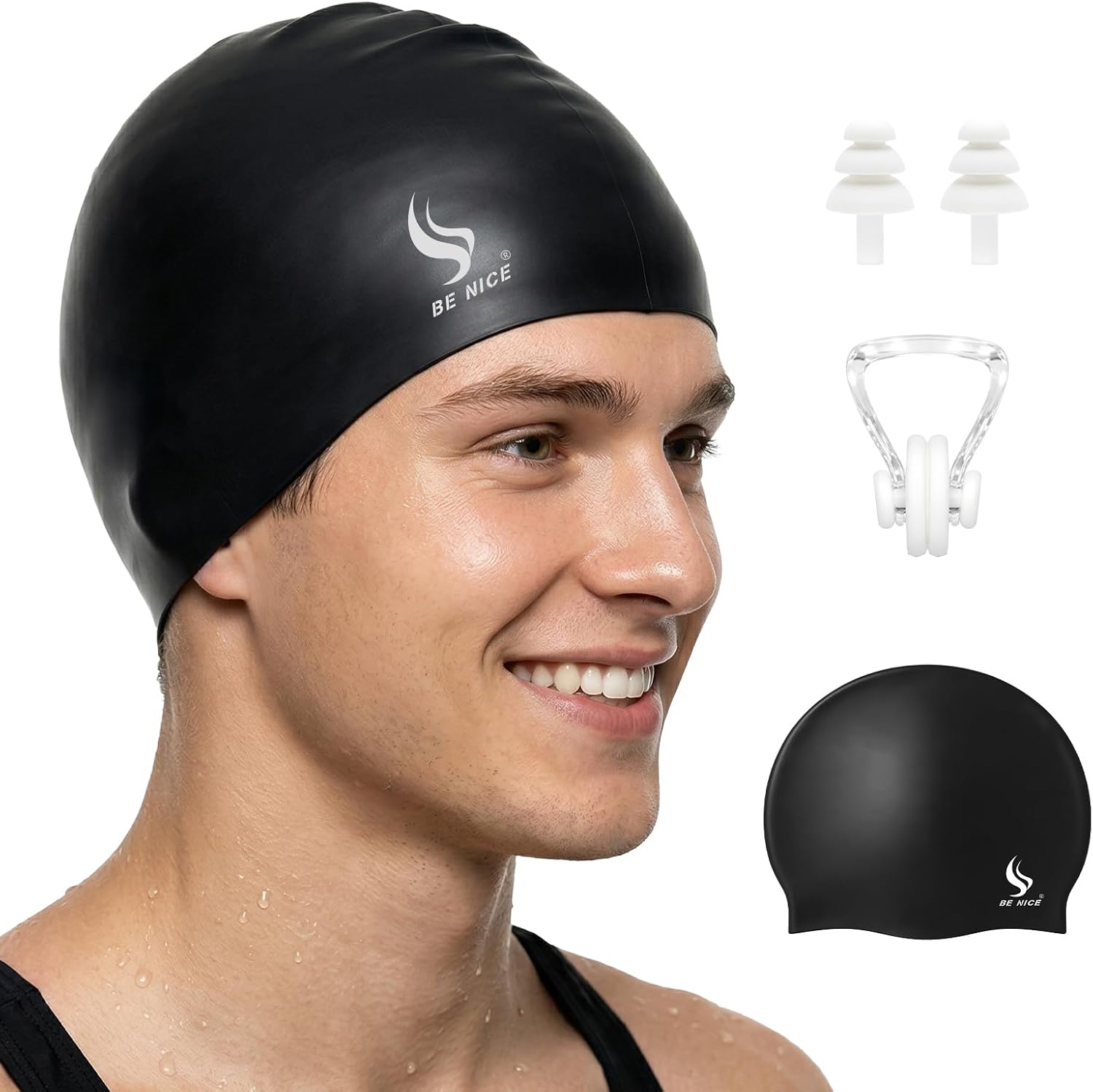Silikon Schwimmhaube (Mittel & Schwarz)