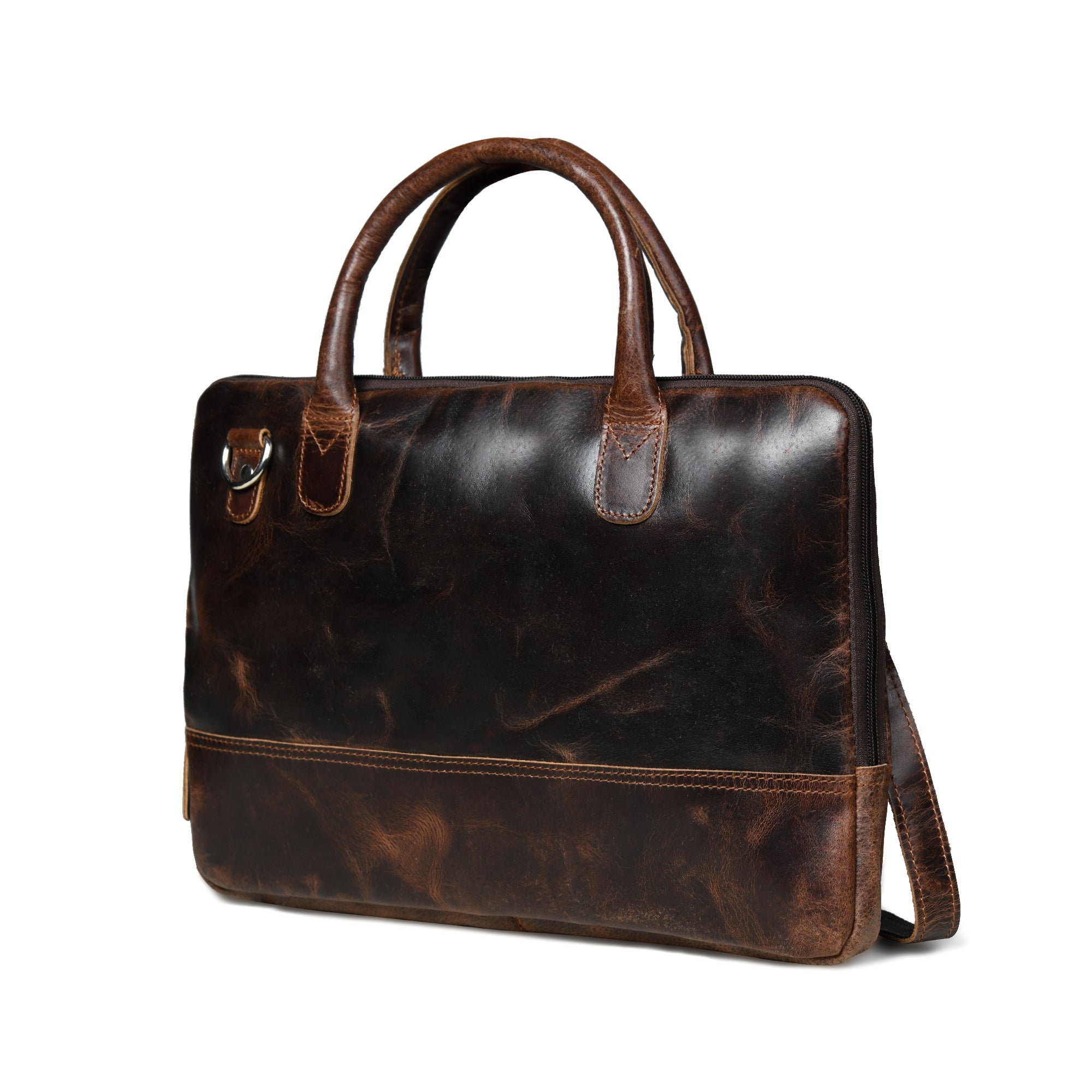 Modernist Leder Laptop Tasche - Dunkelbraun