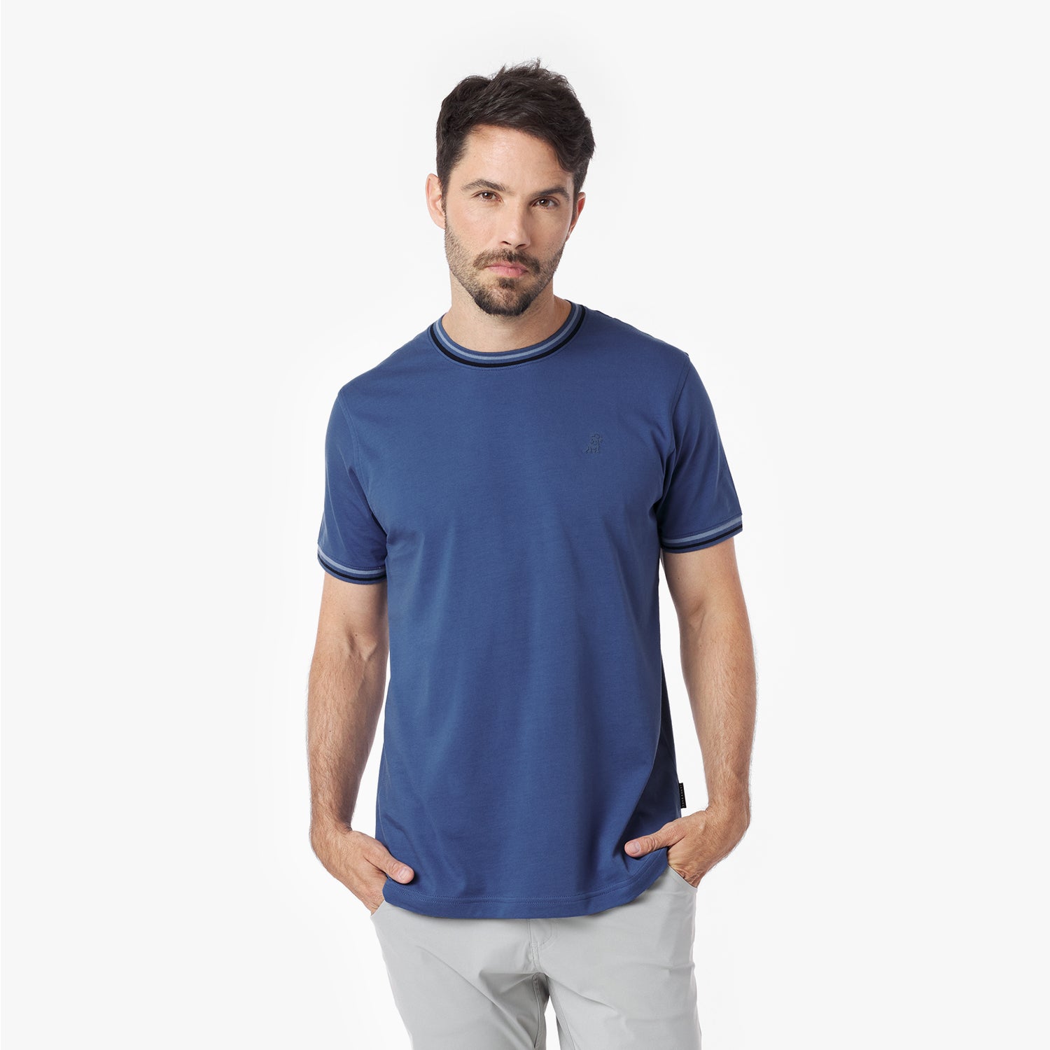 Gestreiftes Jersey-T-Shirt für Herren — Wahres Marineblau