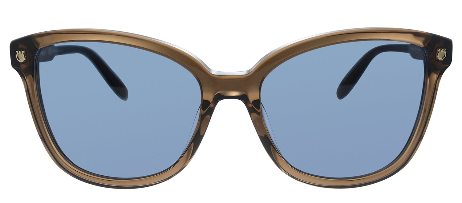 Salvatore Ferragamo SF 815S 210 Quadratische Plastiksonnenbrille in Braun mit blauen Gläsern