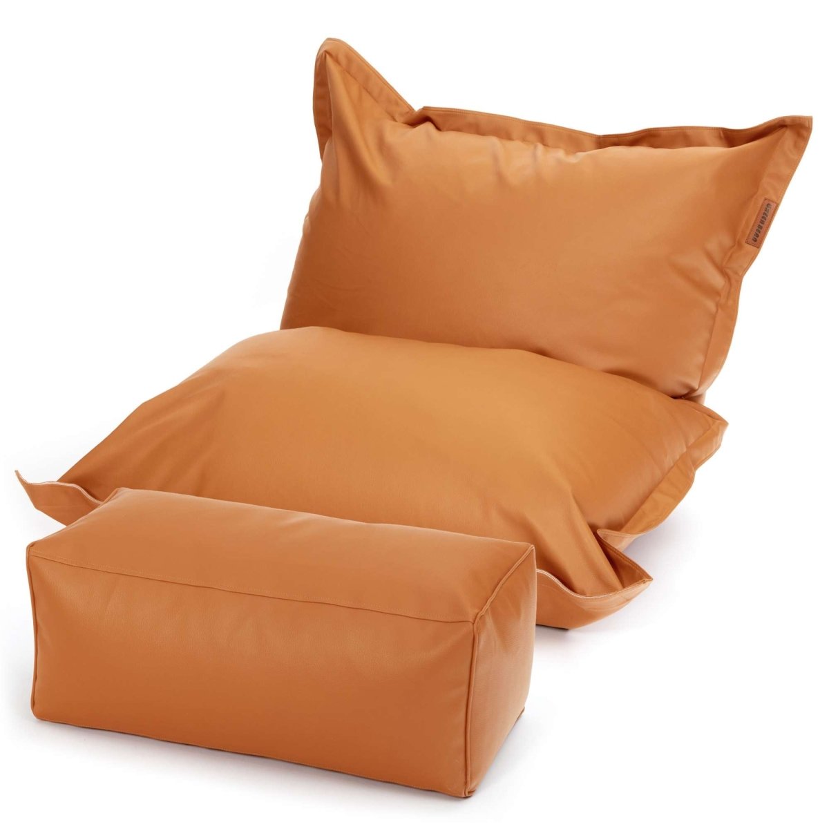 Square XXL Bean Bag Faux Leather + Pouf Ottoman Set