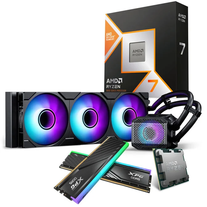 AMD Ryzen 7 9850X3D Bundle mit 32 GB RAM und Phanteks AiO – Schwarz