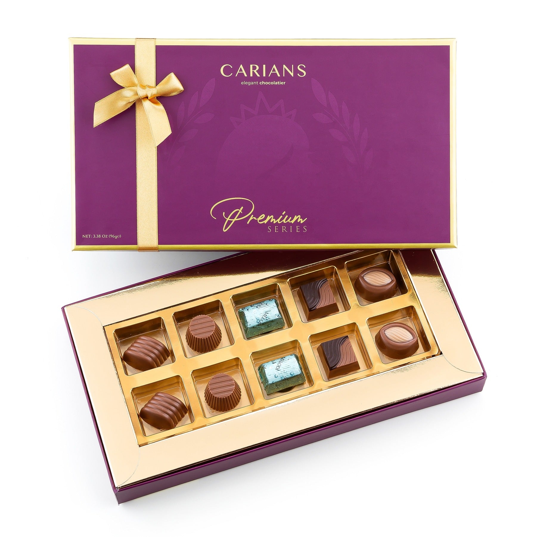 Carians Assortiertes Dunkle Schokoladen-Geschenkkorb in Dunkle Schokolade Sorten, Goldband