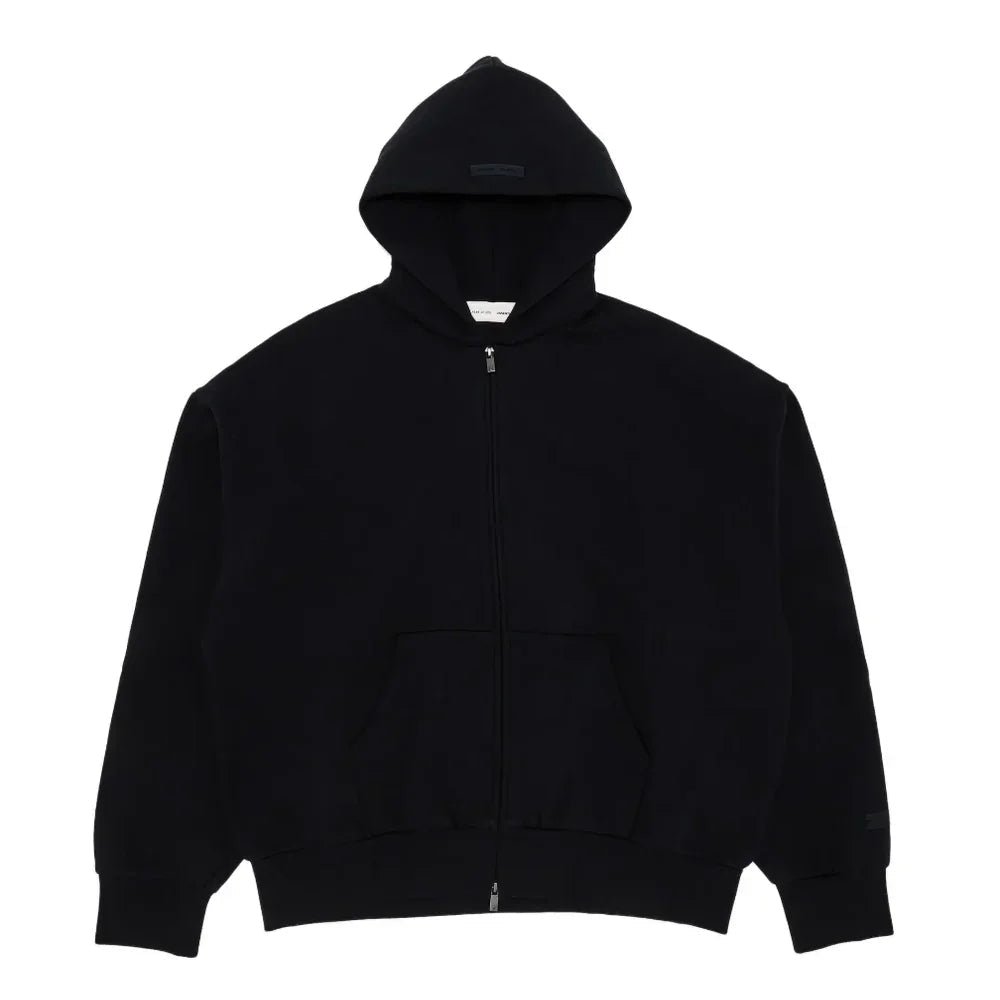 Fear of God Essentials Klassische Vollzip-Hoodie Jet Schwarz