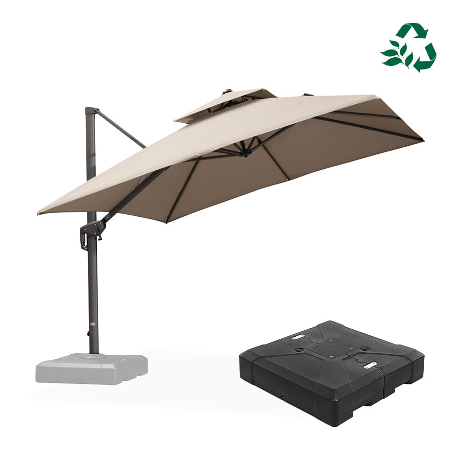PURPLE LEAF UV50+ Farbechtes Freischwinger-Schirm, Terrassenschirme mit Sockel