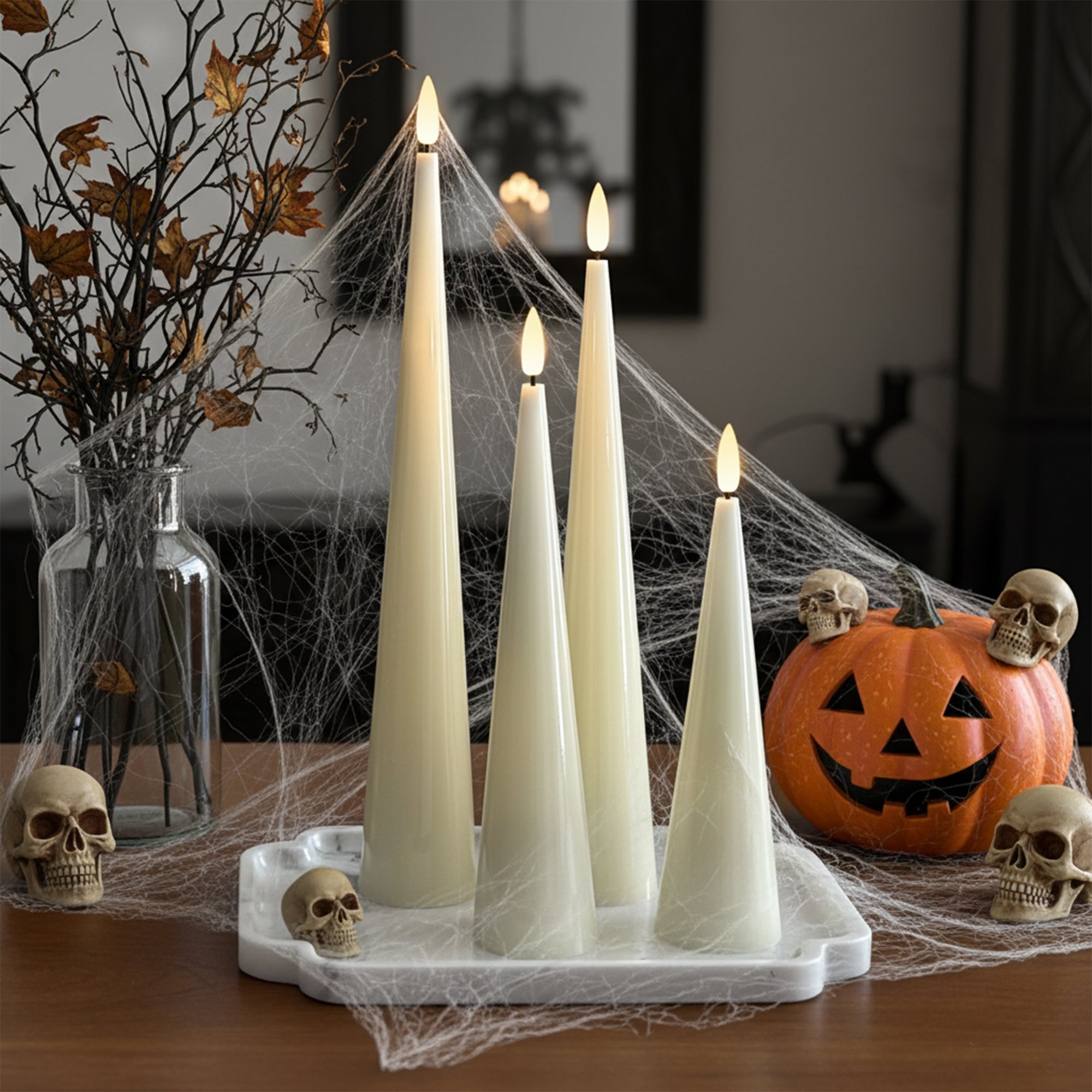 Shiny Cone Candles, Set of 4