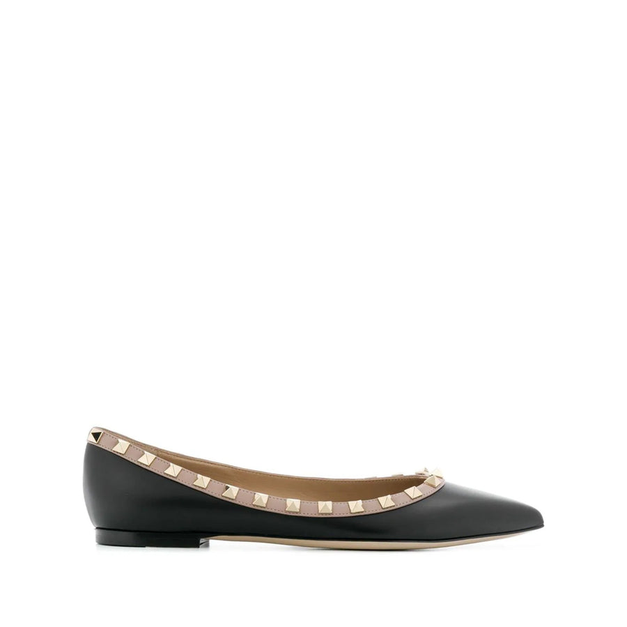 Valentino Garavani Studded Leather Flats - Schwarz