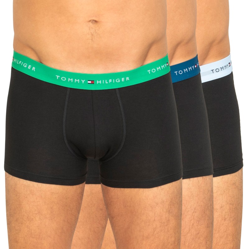 Tommy Hilfiger 3-Pack Trunks in Black with Colorful Waistband
