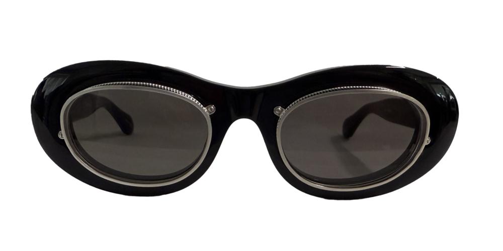 Matsuda 10604H Unisex Black Oval Sunglasses