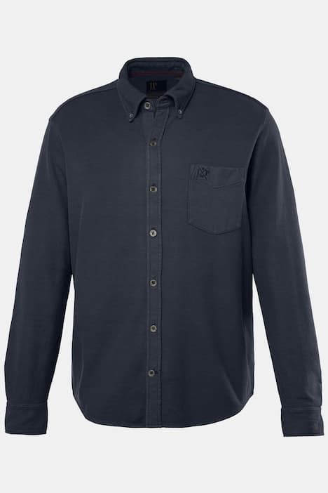 Piqué Shirt, Long-Sleeved, Acid-Washed, Kent Collar, Modern Fit, Up to 8 XL