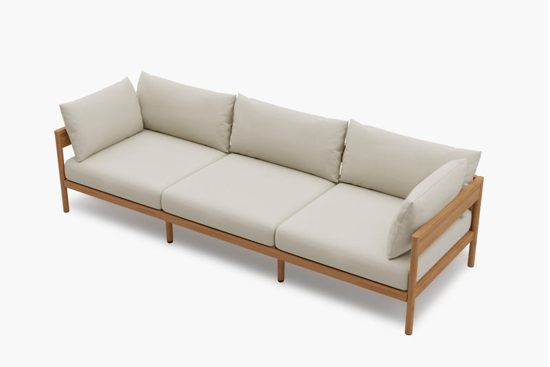 Vento Modular Aluminum Outdoor Sofa with Teak Wood Grain Design