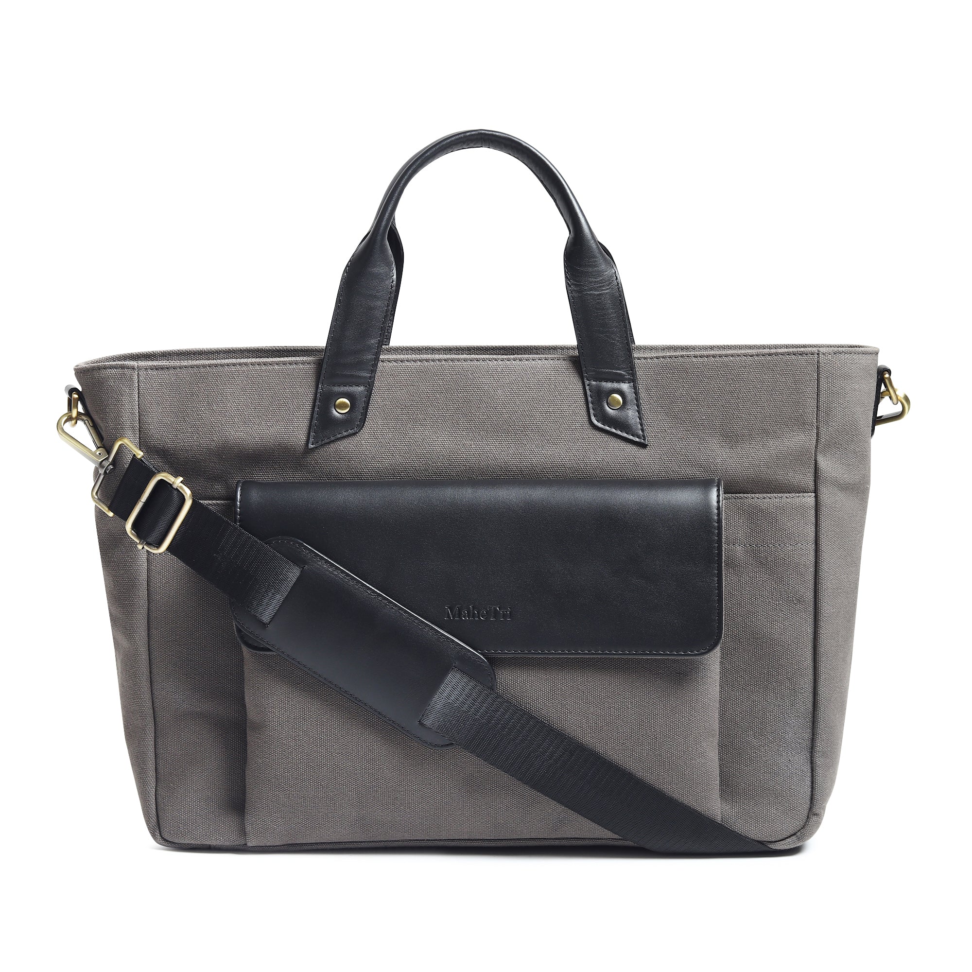 Voyager Canvas Leder Aktentasche, Grau