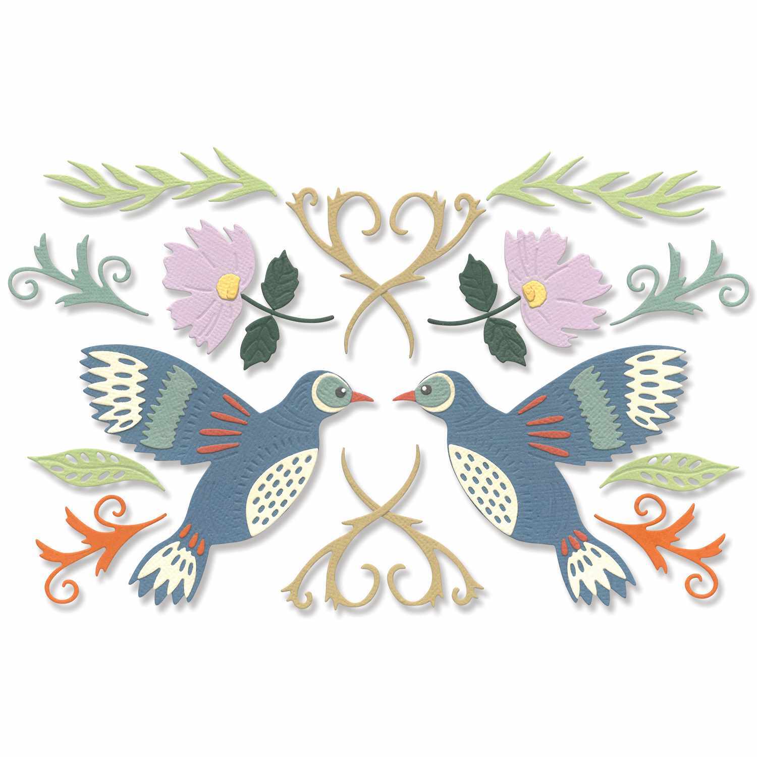 Sizzix Thinlits Die Set Birds & Blossom by Lisa Jones