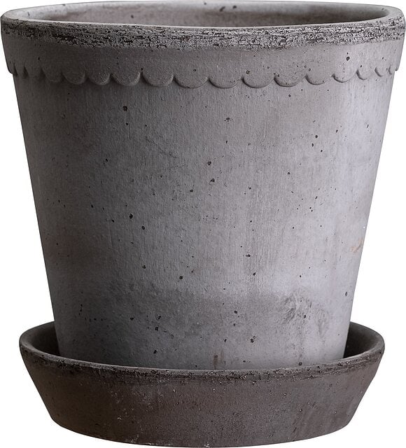 Helena Blumentopf 12 cm grau mit Untersetzer