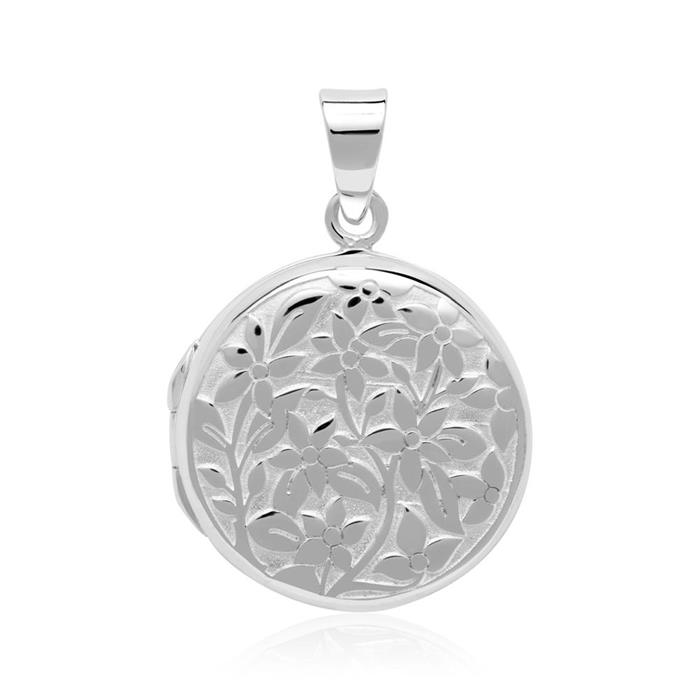 Floral Medaillon aus Sterlingsilber - Gravierbar