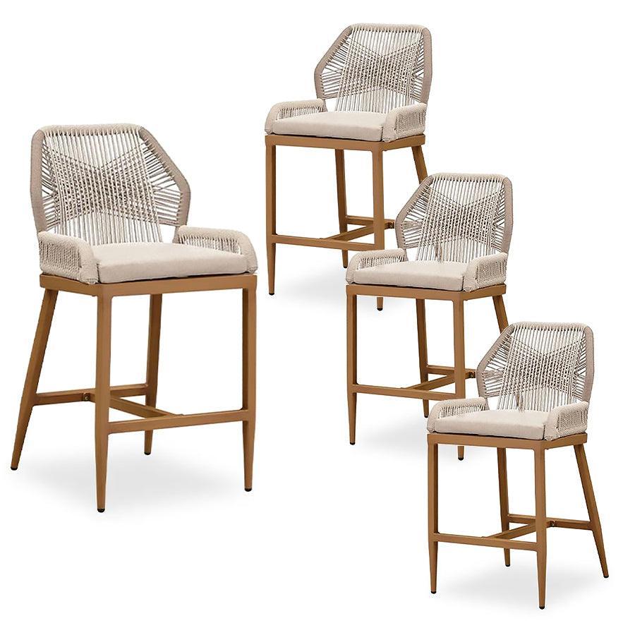 PURPLE LEAF Barhocker Set aus 4 Aluminium-Barhockern für den Außenbereich