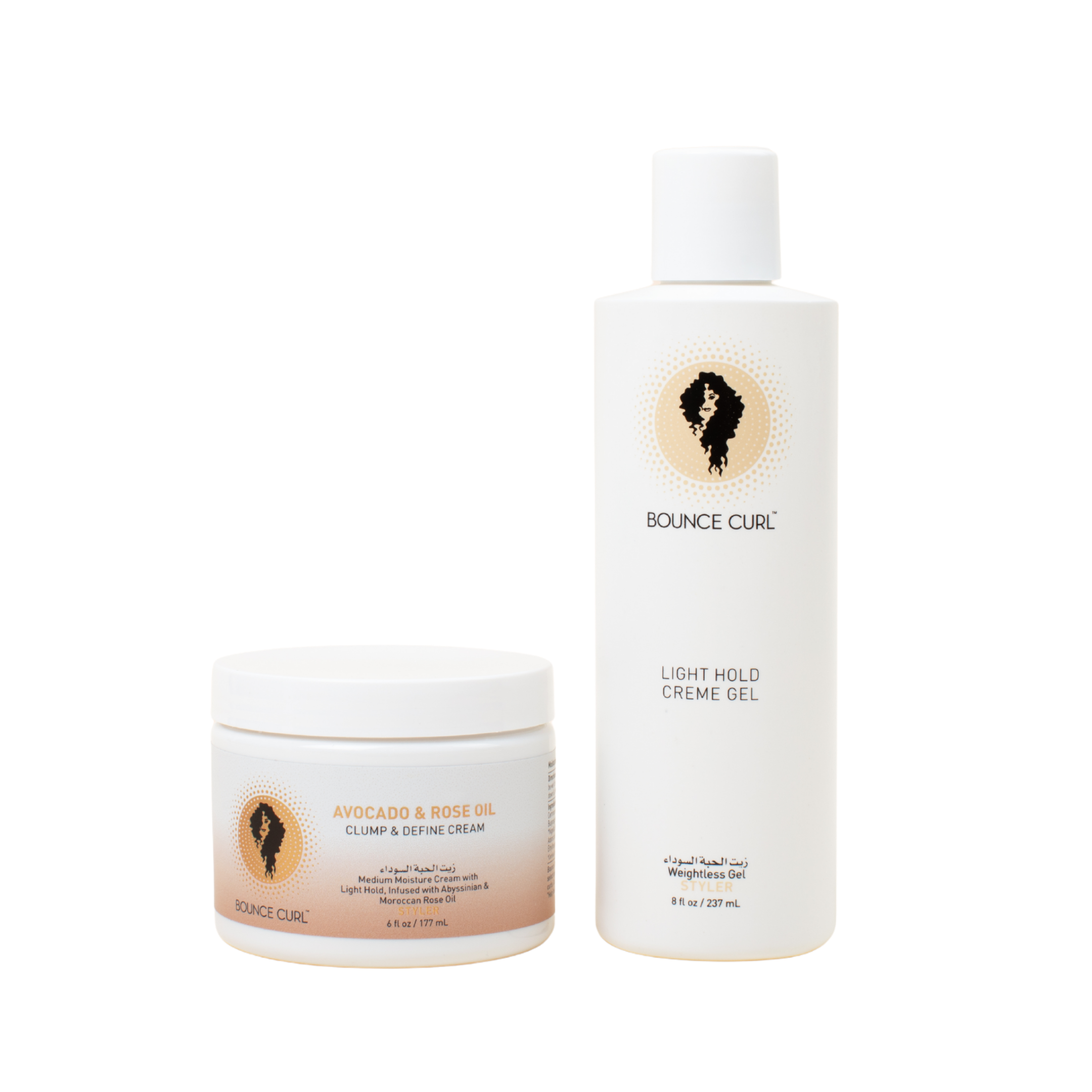 Bounce Curl Define Styling Kit: Avocado und Rose Oil Clump und Define Cream und Light Hold Creme Gel