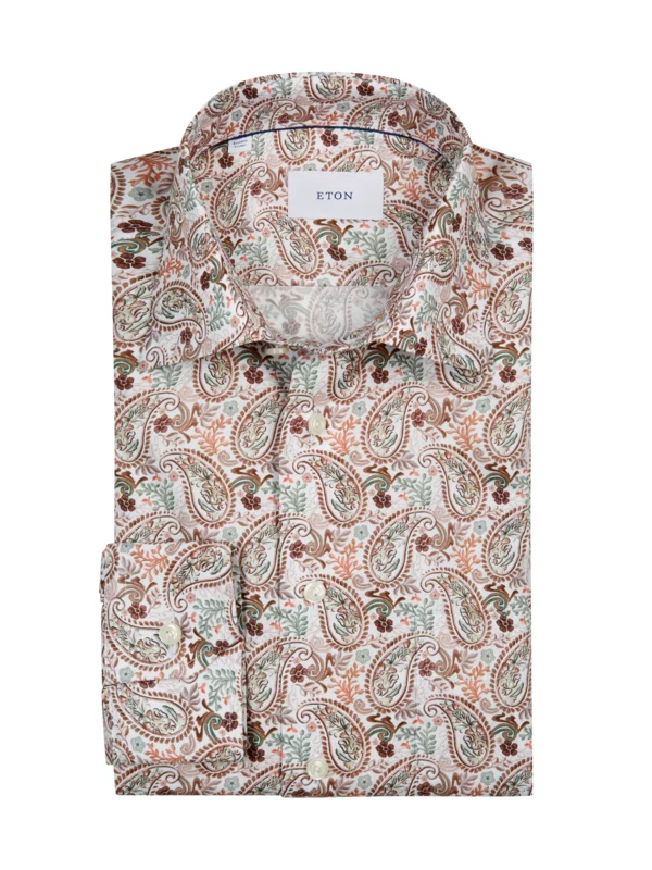 Shirt in a Cotton and Lyocell Blend with Paisley Pattern