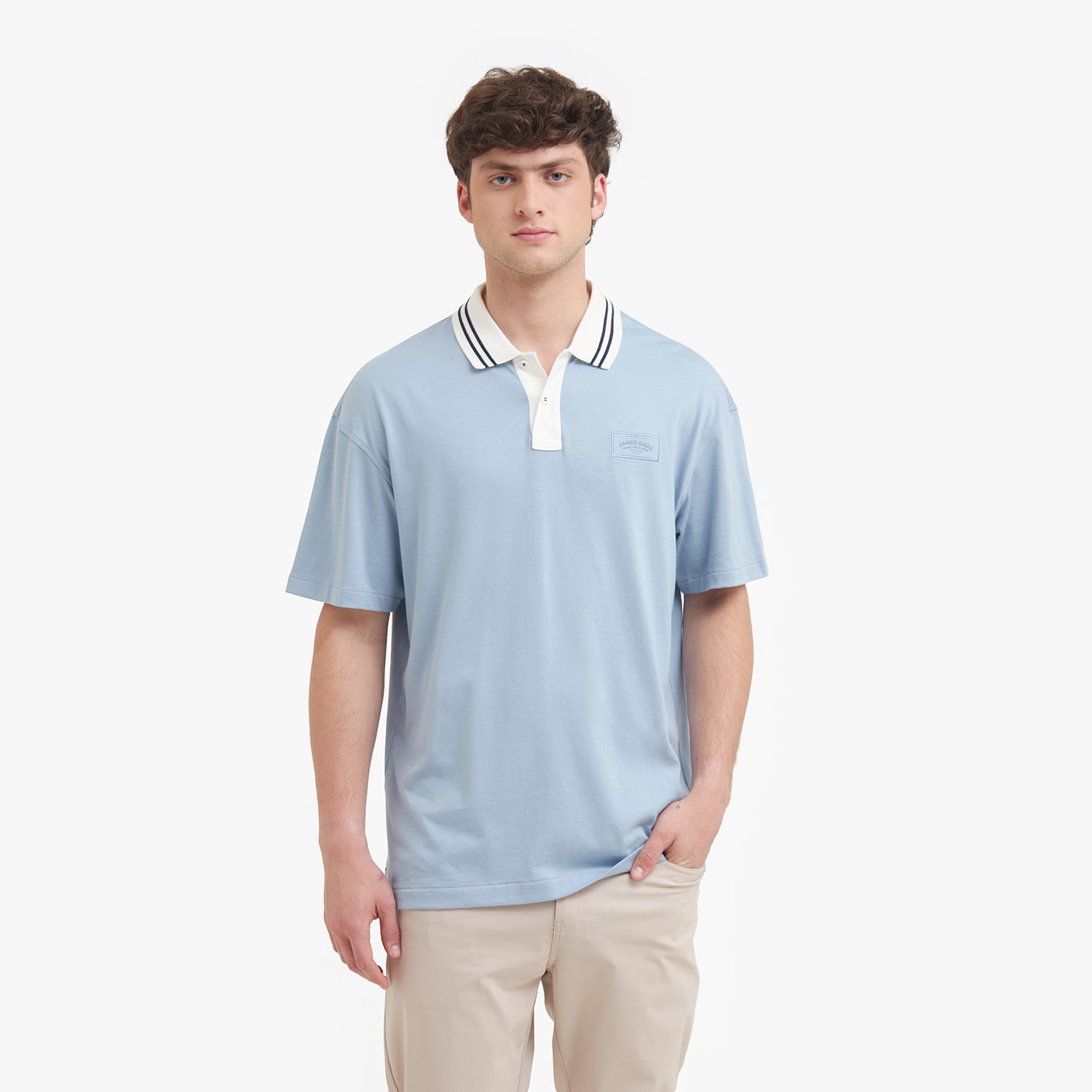 Men's Oversized Polo Shirt — Ashley Blue