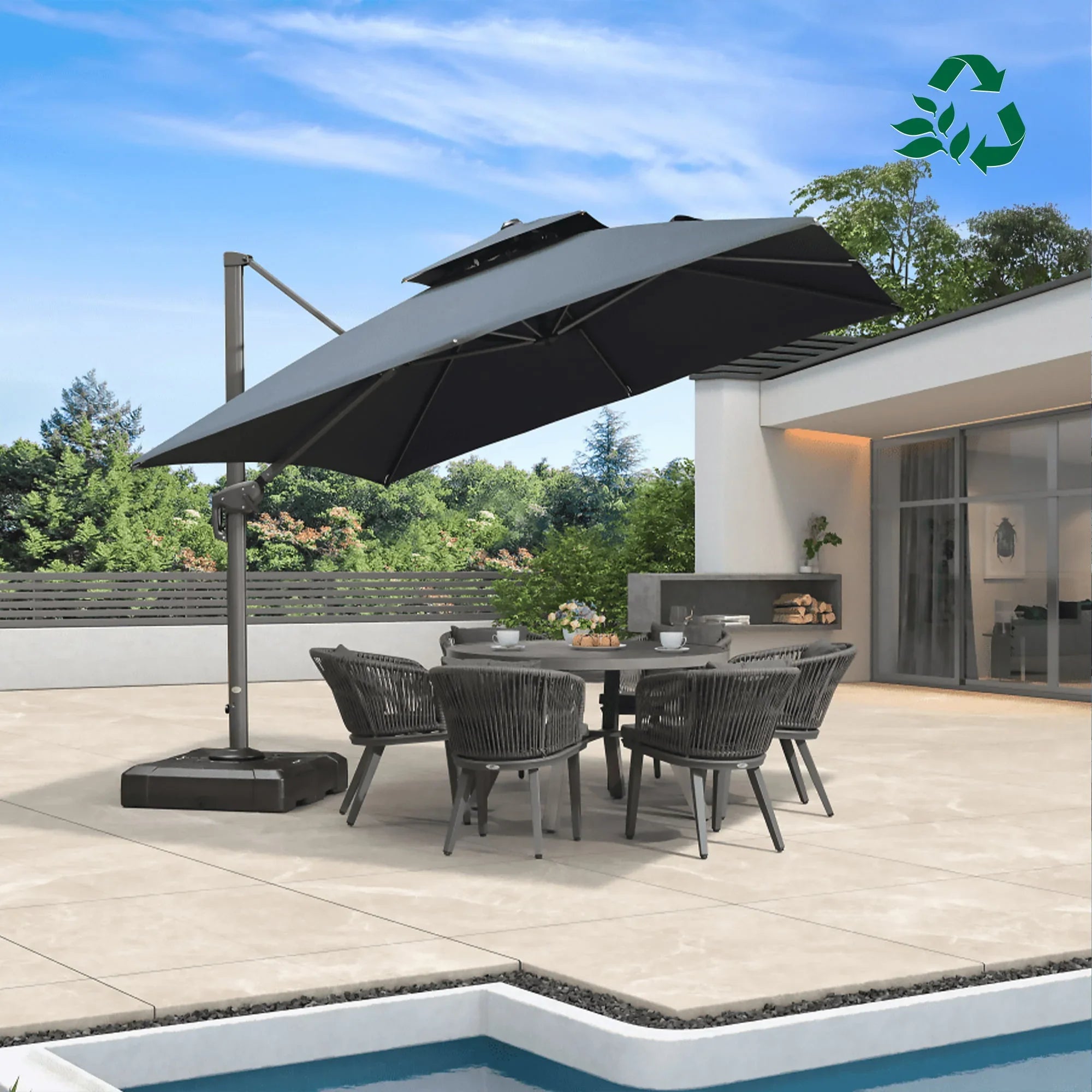 PURPLE LEAF UV50 Fade Beständiger Patio Sonnenschirm Hochwertiger Cantilever Sonnenschirm