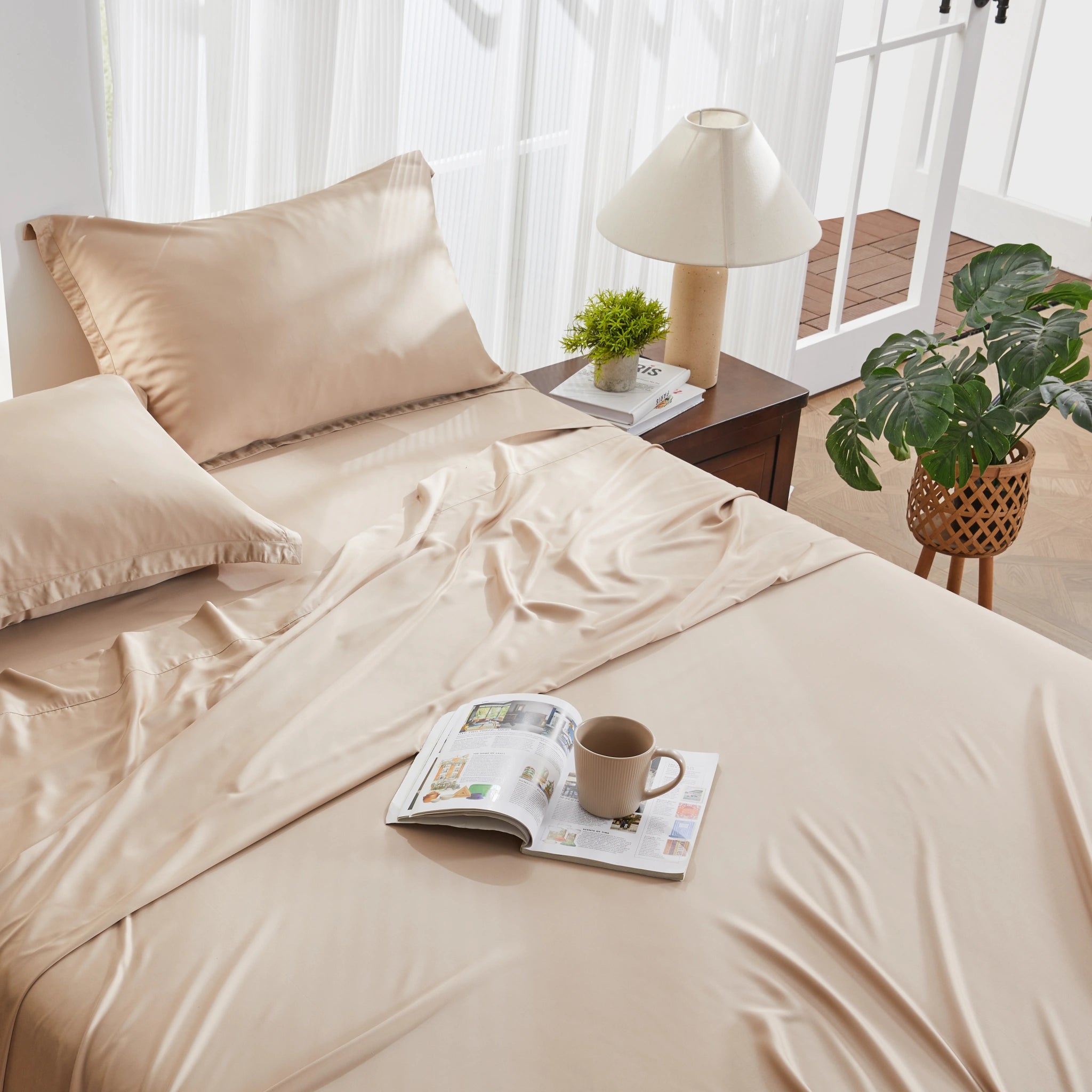 CloudLuxe™ Bambus Satin Bettwäsche Set, Champagner