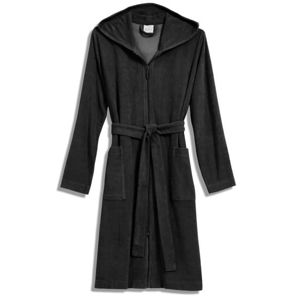 Möve Women's Hooded Bathrobe with Zipper - Color: Dark Grey - 820
