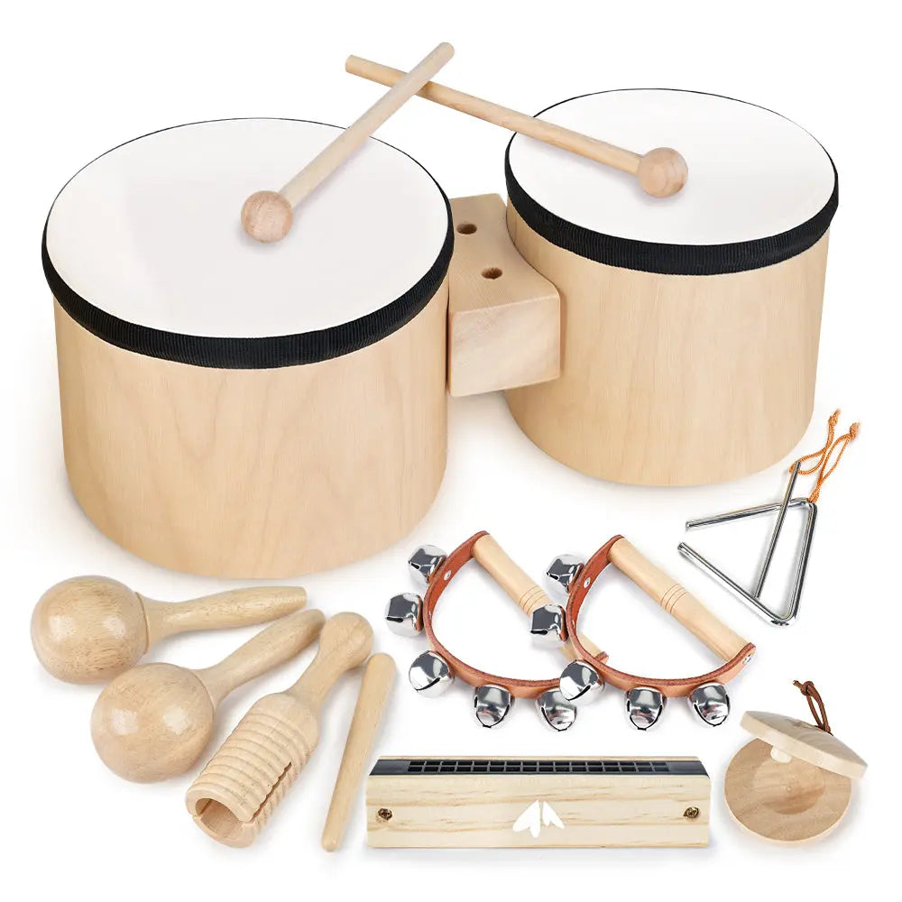 Premium Holz Schlagzeug Set für Kleinkinder - Montessori Spielzeuge