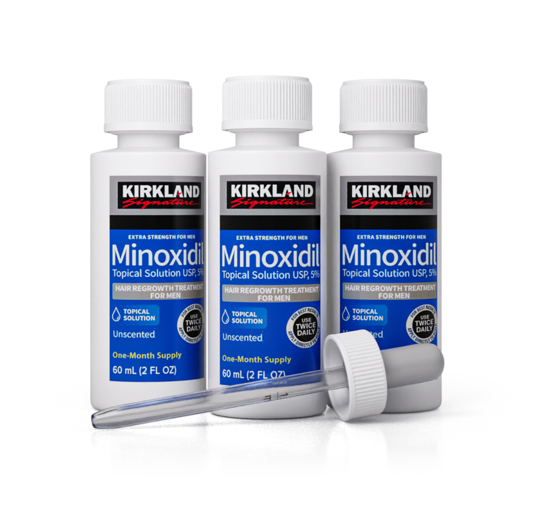 MINOXIDIL 5% FOR MEN 3 x 60ml Bottles (3-Month Supply) + FREE Dropper Applicator