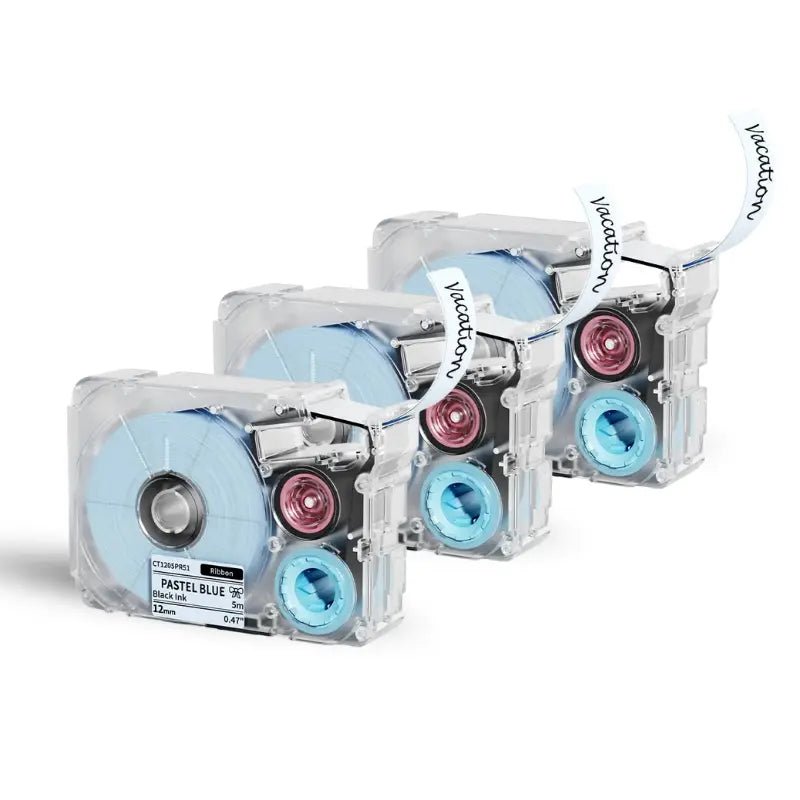 Phomemo 12mmx5m Pastel Blue&White&Red Ribbon Label Tapes for P15/A30