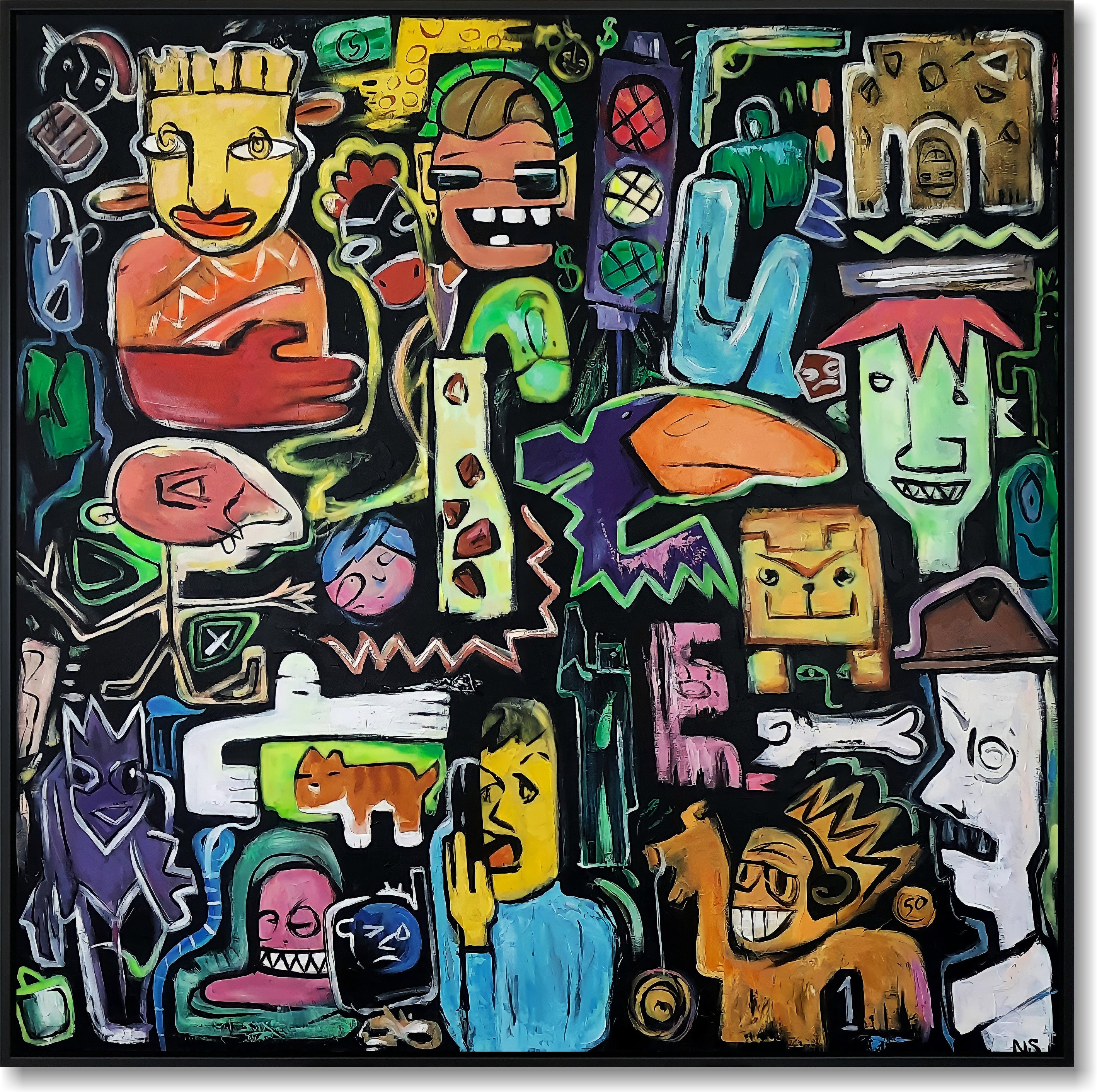 Texturiertes modernes abstraktes Gemälde MODERN SOCIETY