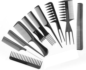 Afabs® Comb Set 10 Pieces - Combs - Fine Comb - Large Comb - Coarse Comb - Small Comb - 10 Combs - Hairdressing Combs - Comb Set