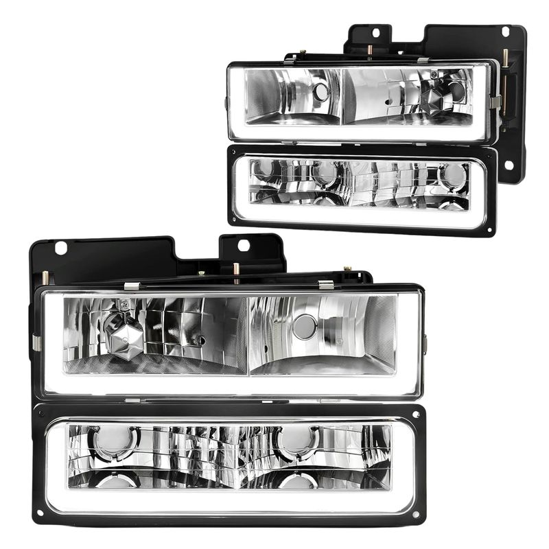 YITAMOTOR LED Scheinwerfer-Baugruppe Kompatibel mit 1990-1999 Chevy C/K 1500 2500 3500 / Suburban/Tahoe/GMC Yukon Scheinwerfer mit Tagfahrlicht