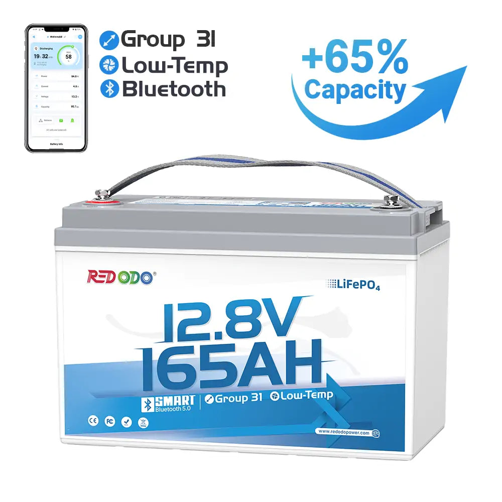 Redodo 12V 165Ah Group 31 Bluetooth Lithium Battery
