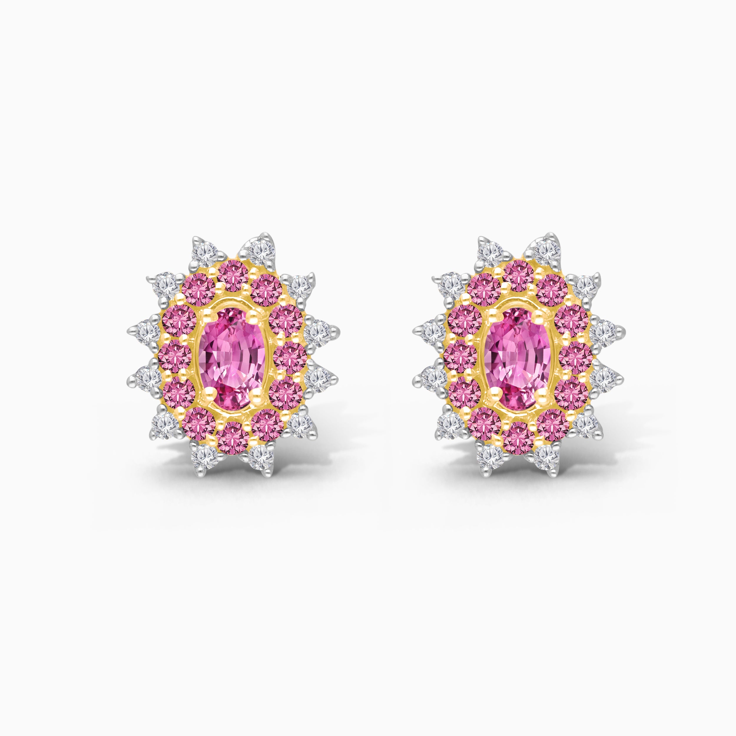 Duo Halo Pink Sapphire & Diamond-Ohrstecker