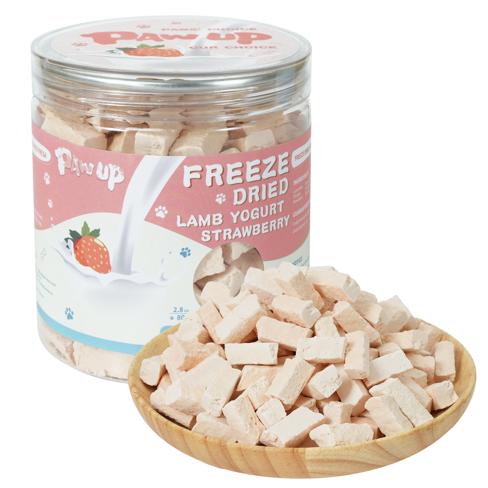 Gefriergetrocknete Lamm-Joghurt-Hundeleckerlis, Erdbeer-Geschmack, Unterstützung für empfindlichen Magen, 2,8 oz