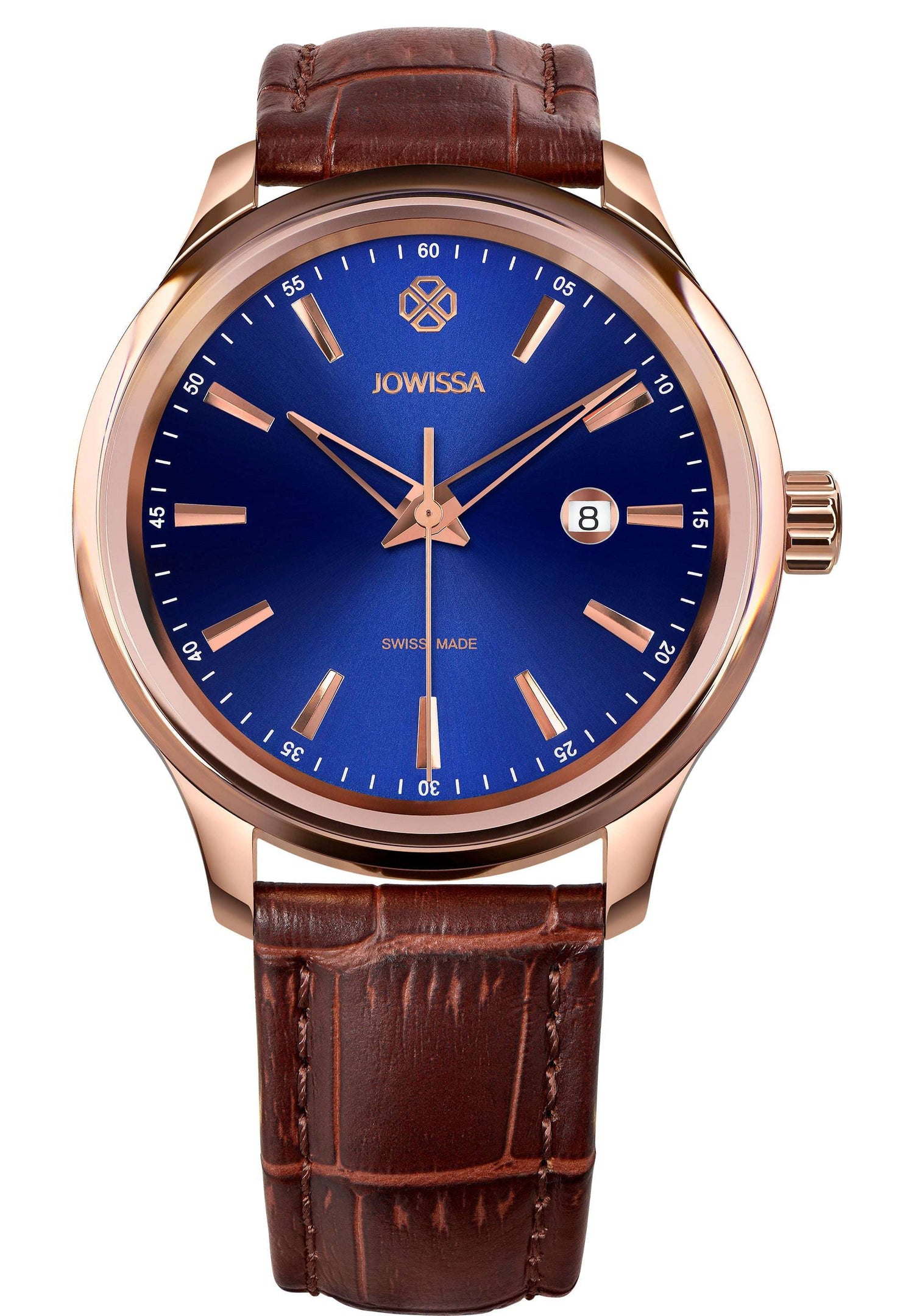Tiro Rose Gold Herren-Dresswatch mit blauer Sonnenuhr Zifferblatt