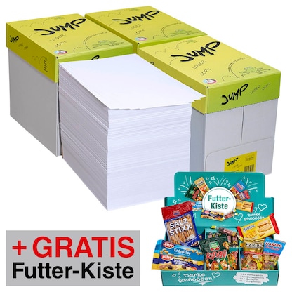 JUMP Copy Paper COPY/LASER DIN A4 80 g/m² 4x 2,500 Sheets + FREE Snack Box 1.43 kg