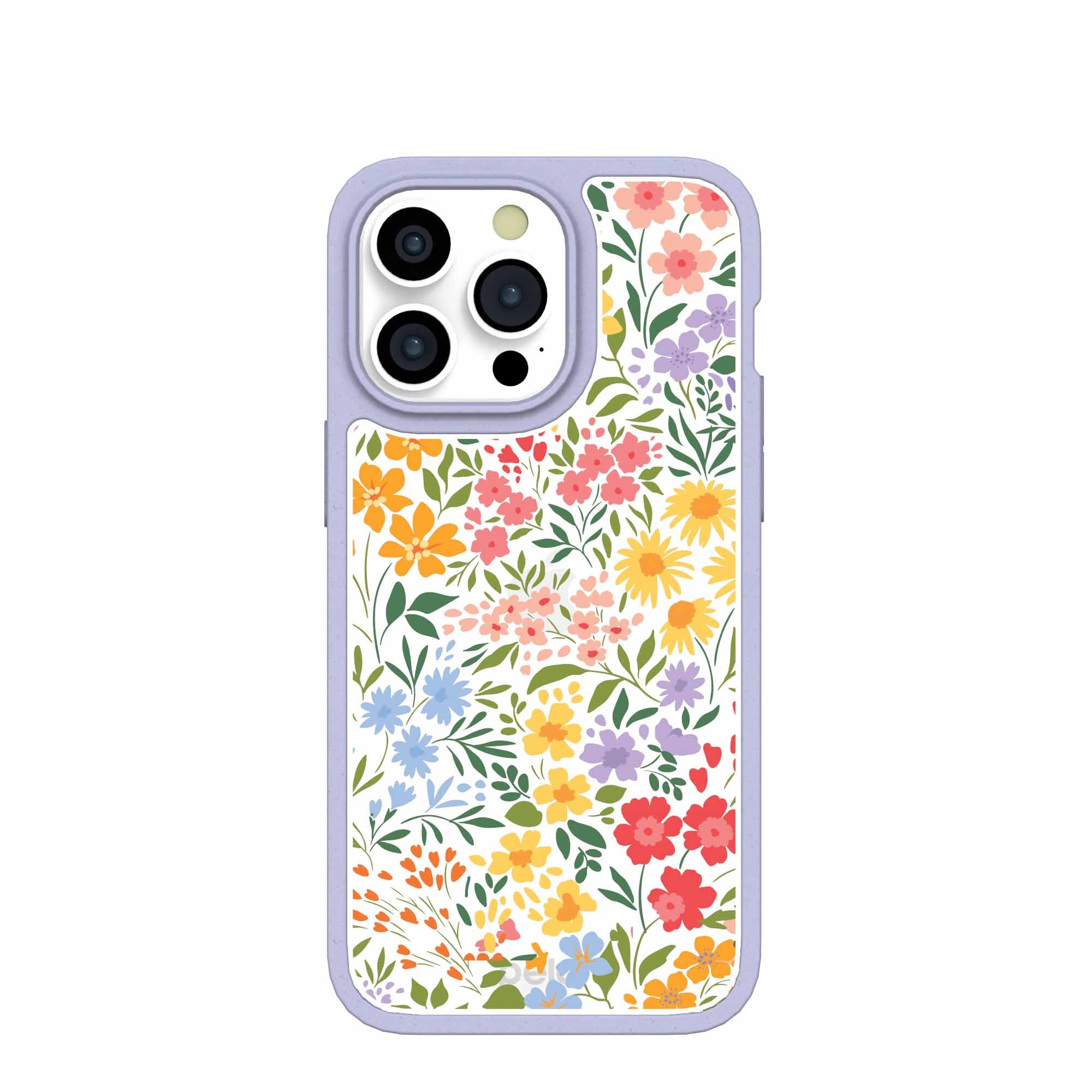 Klare blühende Wild-iPhone 15 Pro Max-Hülle mit Lavendel-Rücken